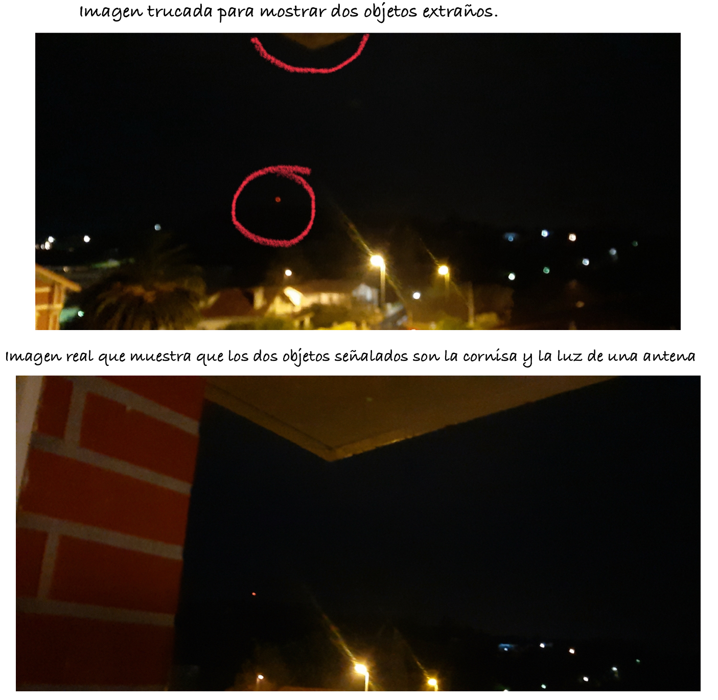 Engaño desvelado
Superior: imagen trucada para generar expectativas en el recreo.
Inferior: imagen real