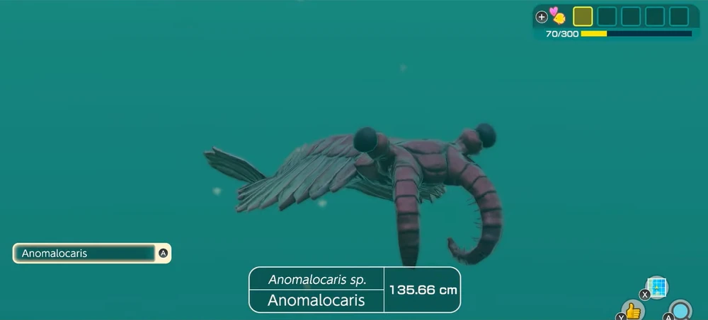 Anomalocaris registrado en el juego. Un animal extinto de más de 500 millones de años de antiguedad.